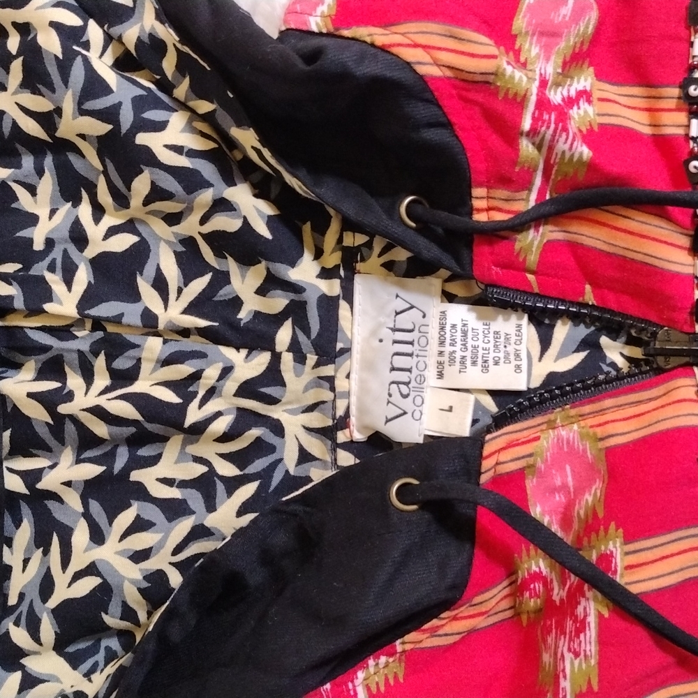 Vanity Collection zip up hoody jacket sz L unique with beads and embellishments